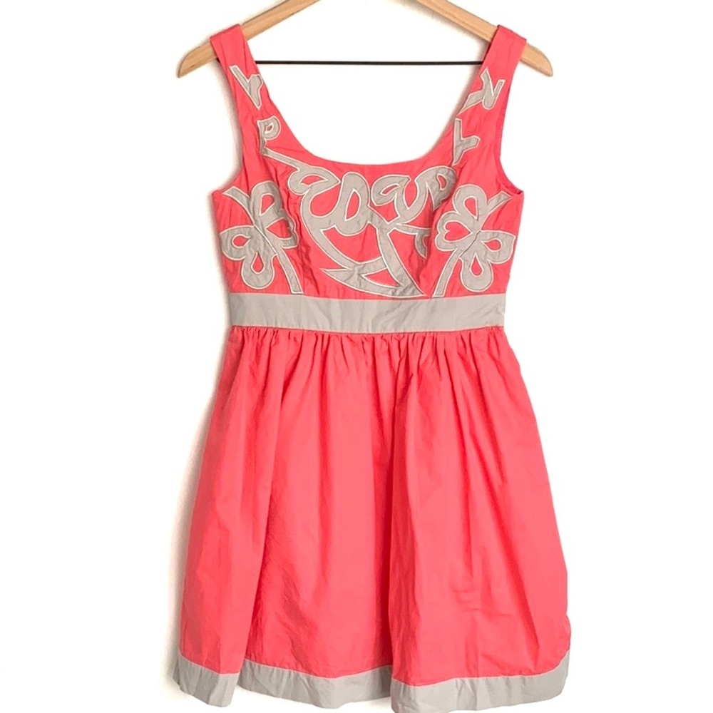 Minuet Coral & Gray‎ sleeveless dress, Size S